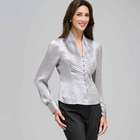 Pleated Bib Long Sleeve Shirt, , small