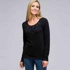 Long Sleeve Appliqued Crew Neck, , small