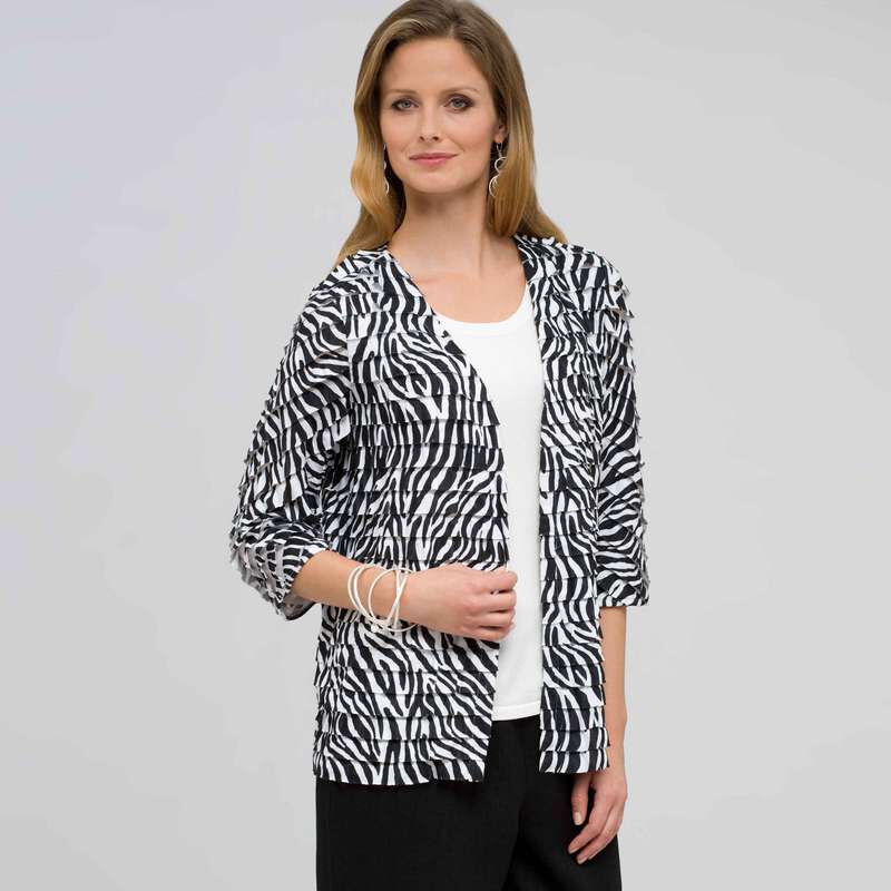 Open Front Ruffle Cardigan, , large