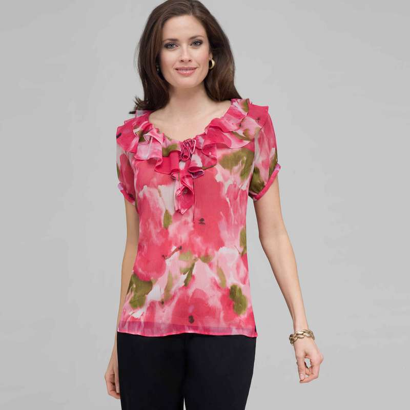 Ruffle Front Blouse., , large