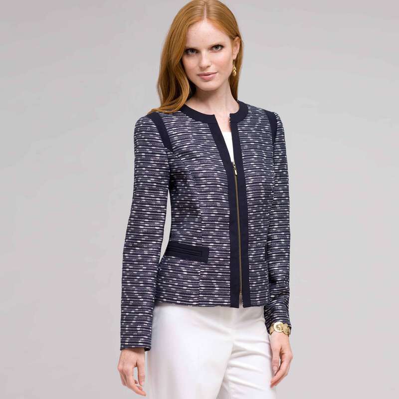 Textured Zip Front Jacket, , large