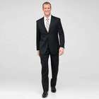 Black Single Pleat Athletic Fit Wool Suit, , small