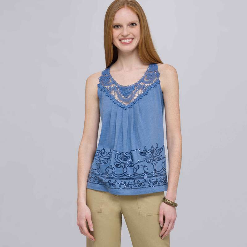Tank With Applique and Sequins, , large