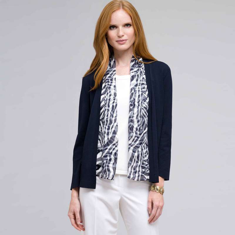 Zebra Scarf Print Cardigan, , large