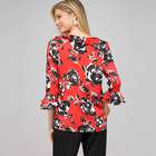 Floral Ruffle Top, Cardinal Red Multi, small